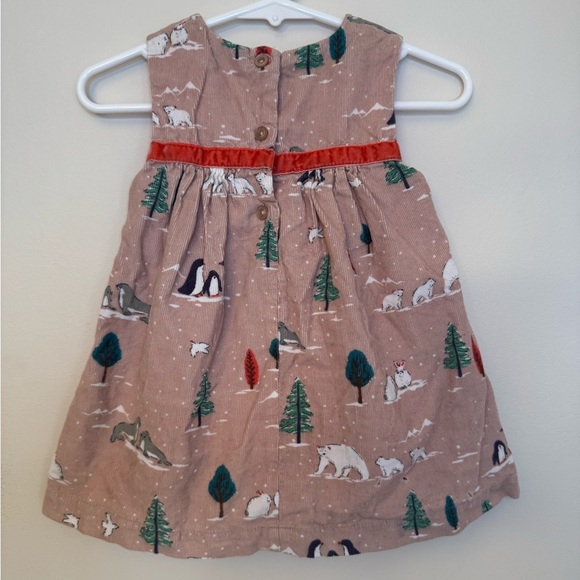 Baby Boden Winter Animal Corduroy Dress Girls 3-6 Months Penguins Polar Bears - Picture 2 of 6